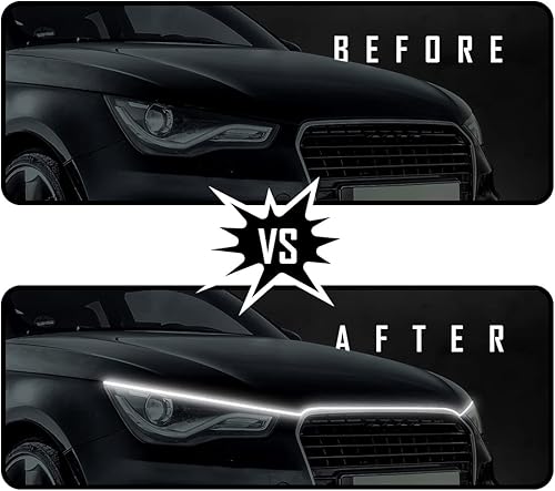 Vista 2 de UTSAUTO Car Hood Strip Lights 71 Inch Flexible Car Hood Led Lights Waterproof Car Hood Led Strip Lights Daytime Running Light for Car, Truck (White)