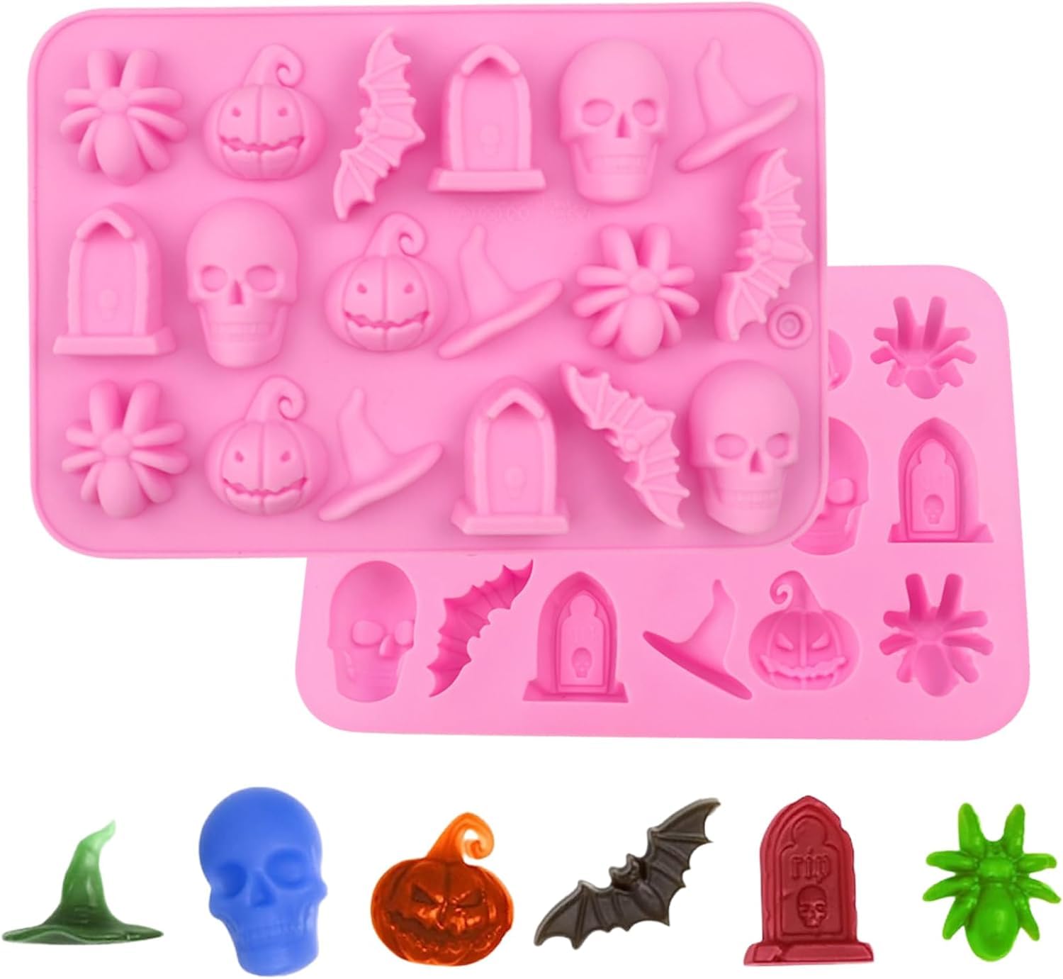 Vedini 18 Cavity Halloween Skeleton and Spider Shape Silicone Chocolate Mold JKB-726