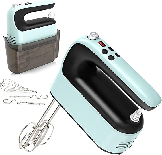 9-Speed Digital Hand Mixer Electric, 400W Powerful DC Motor, Baking Mixer Handheld