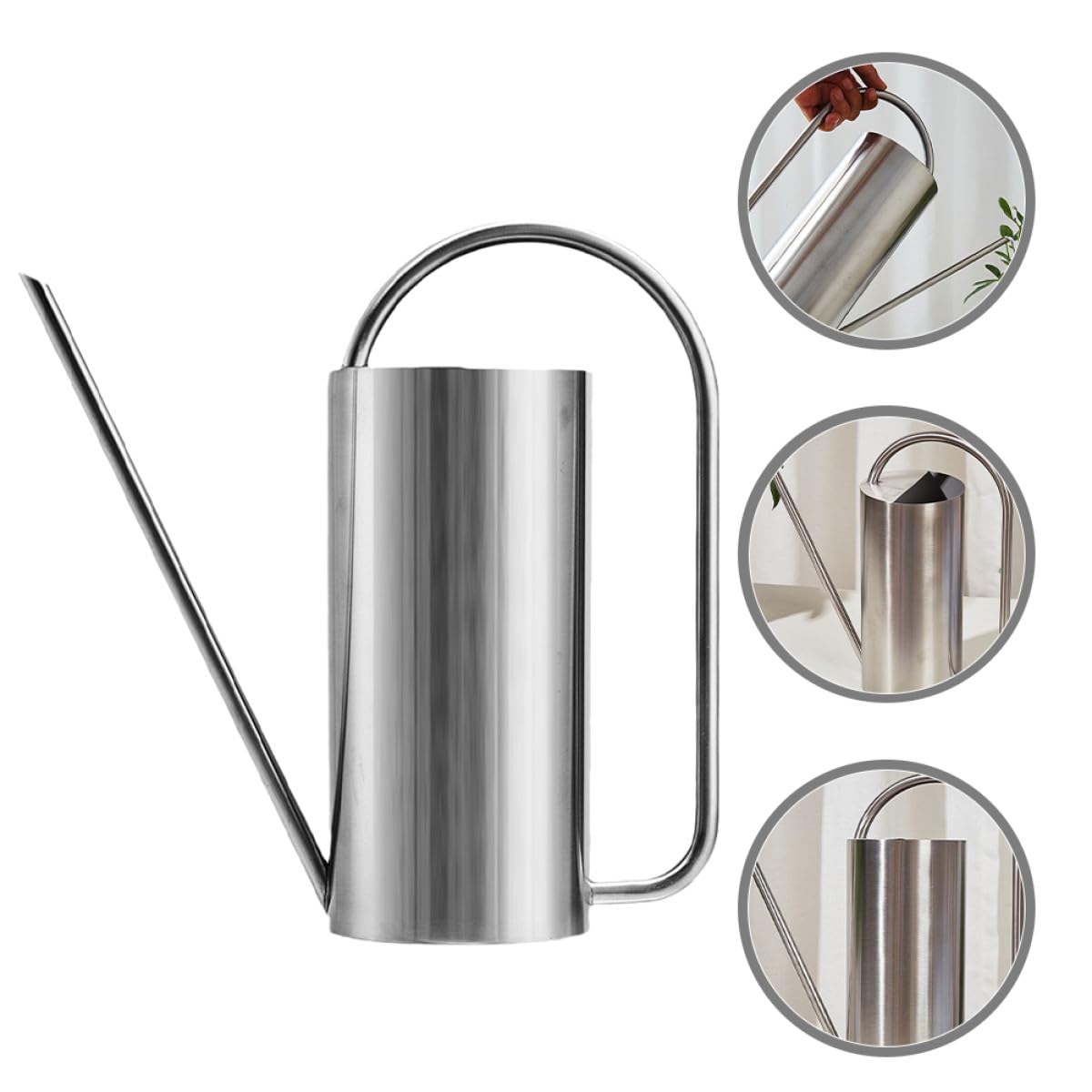 SHOWERORO Regadera Metálica Vintage con Boquilla Larga y Apertura Grande de Acero Inoxidable 1.5l para Riego Práctico en Plantas y Bonsáis en Interiores y Jardín