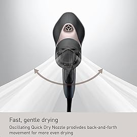 Panasonic Nanoe Salon Hair Dryer, Oscillating QuickDry Nozzle, Blow Dryer with Diffuser, Concentrator Attachments, 3 Speed Heat Settings for Styling and Healthy Hair - EH-ANA6HN (Black/ Pink Gold)