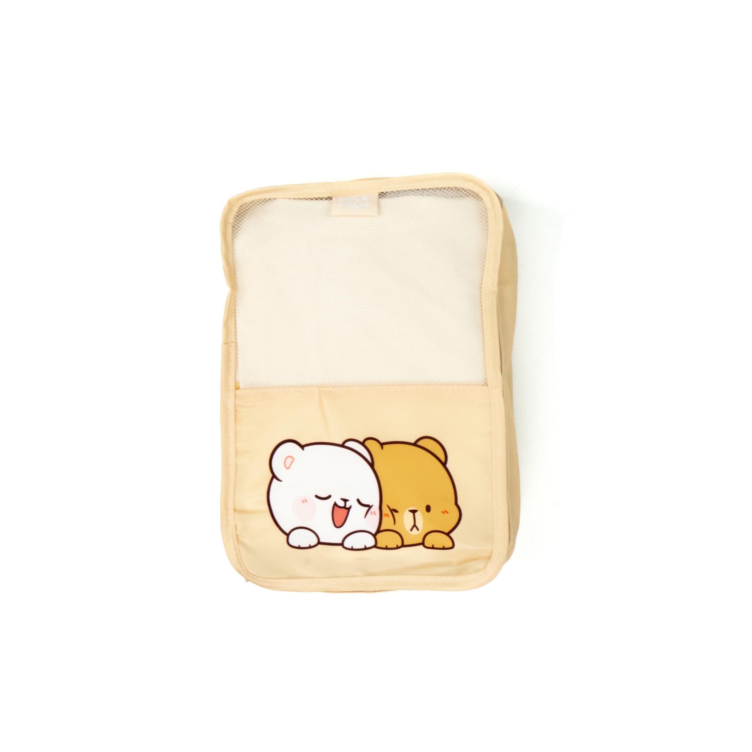 Milch- und Mokka-Reisepackwürfel-Set, autorisiertes Milkmochabear Merchandise-Produkt, 4 Stück, niedlich, bezaubernd, mehrere Größen, Polyester-Aufbewahrungs-Organizer für Gepäck, Koffer, Rucksack,
