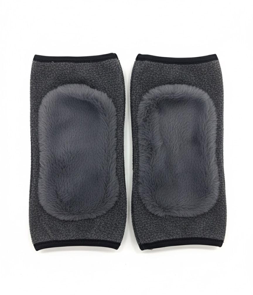 FAMWRAPZ Plush Faux Fur Knee Covers for Warmth & Joint Support | Thermal Arthritis Relief & Kneeling Protection- Grey-picture-10