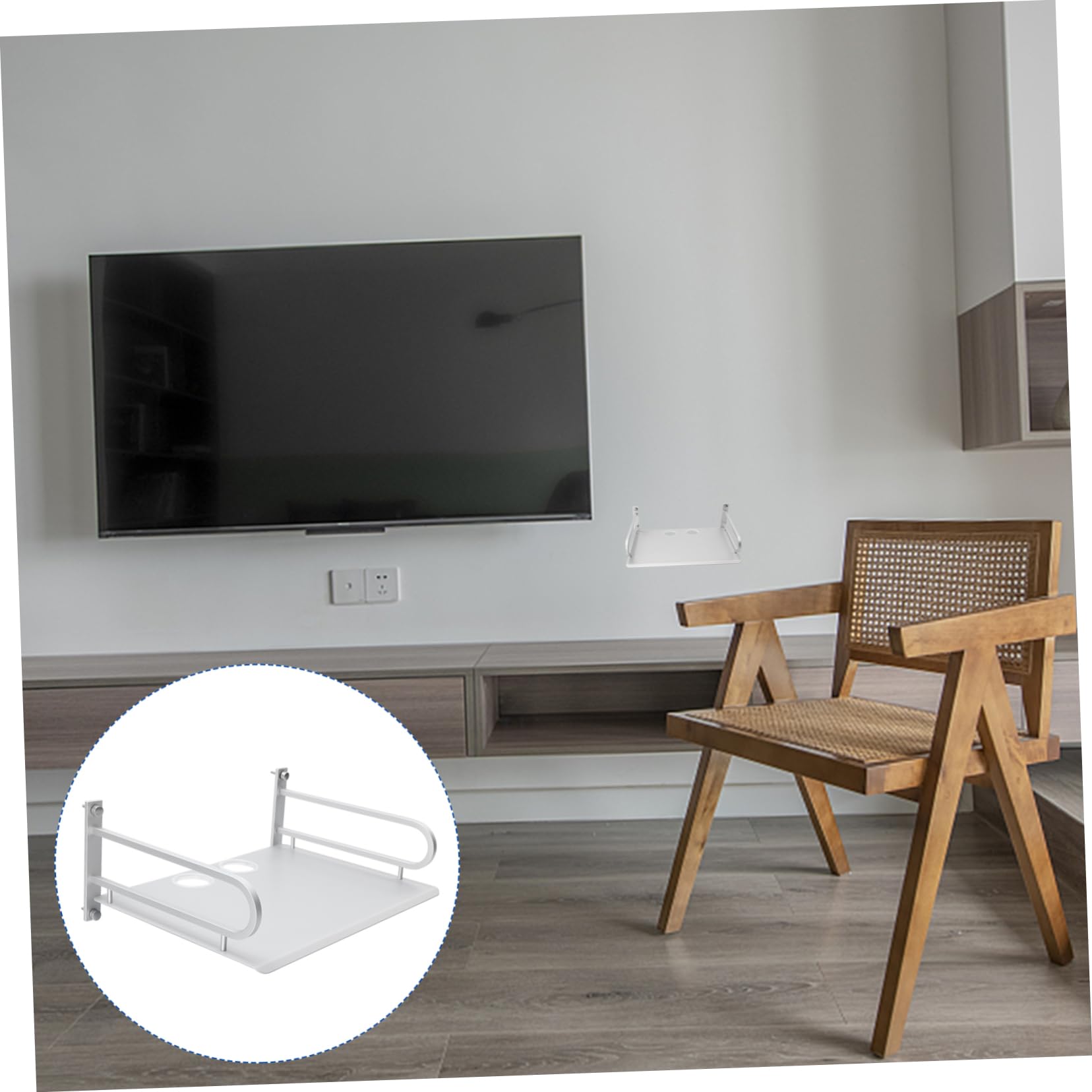 Soporte para Decodificador de TV de Aluminio Plata para Pared