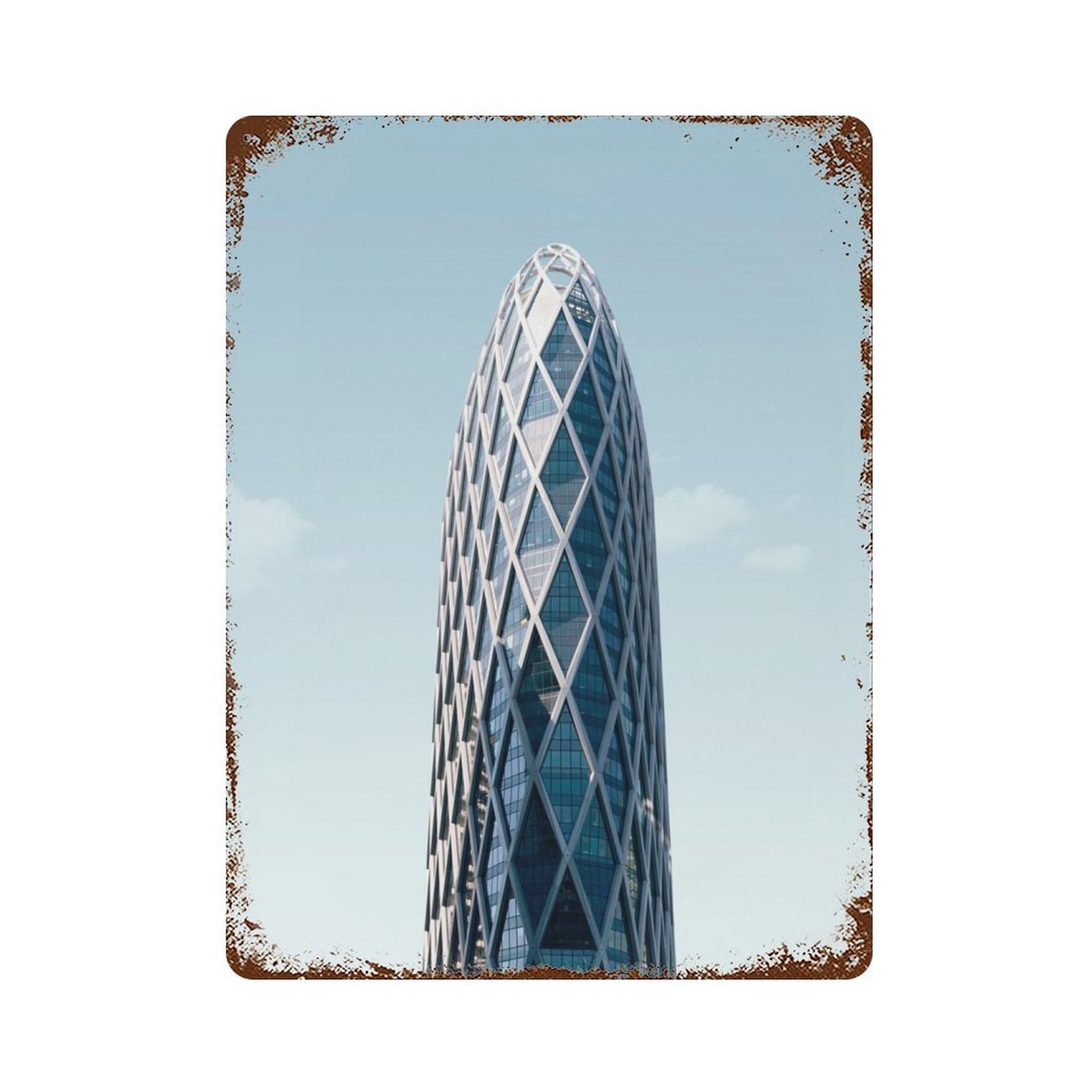 Glass Tower Decorative Tin Sign 15.7"x11.8", Retro Wall Decor for Living Room, Hallway And Home Decor