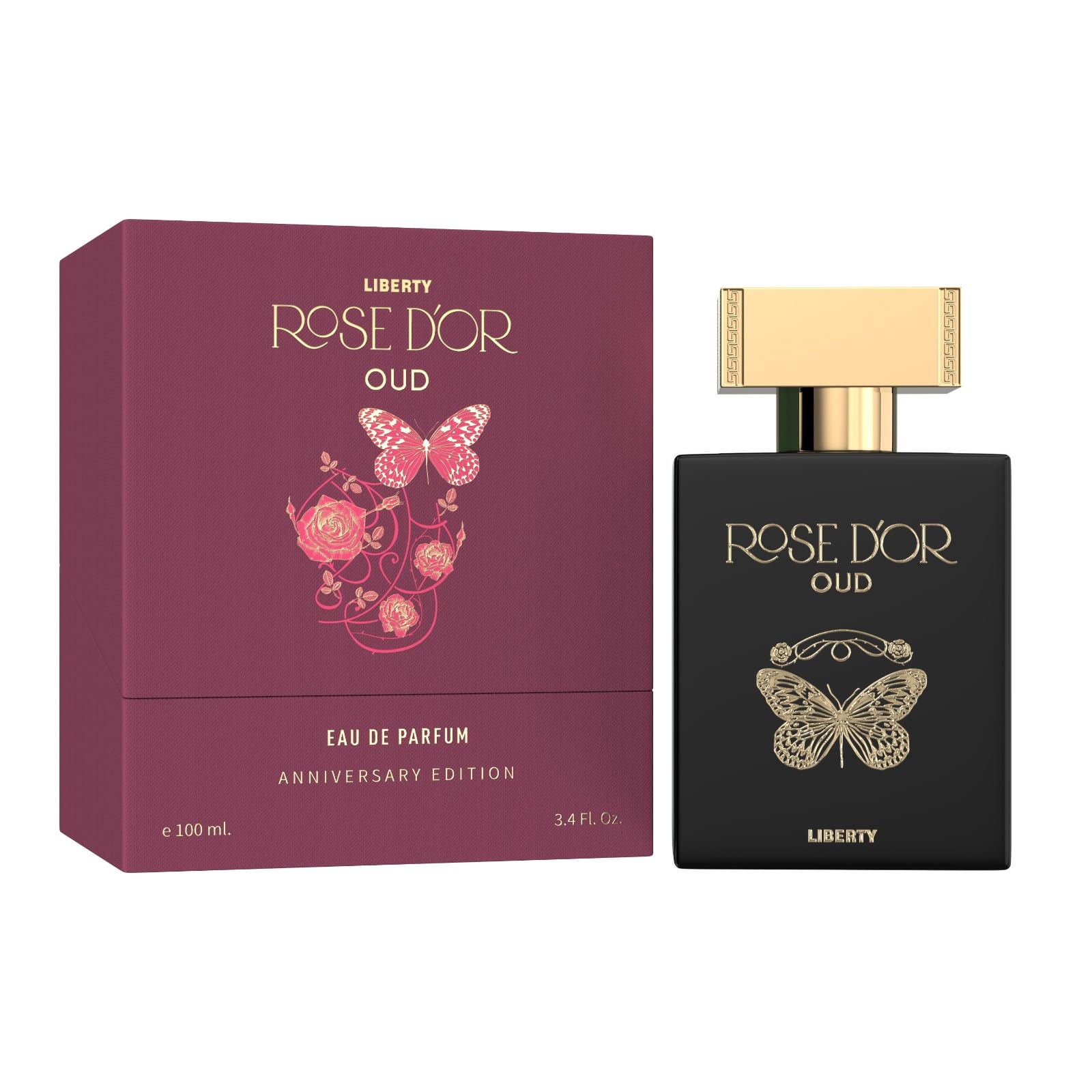 Liberty Oud Eau de Parfum for Men, 3.4 Oz,Rose Dyor Anniversary Edition, Luxury Woody Oud Perfume with Premium Scent for All-Day Freshness, Perfume for men, arabian,perfumes arabes para hombres