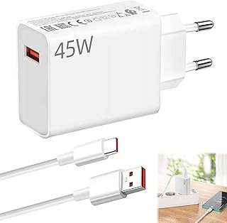 Chargeur Rapide 45W avec 6A Câble USB C de 1 m,Adaptateur USB Type-C pour Xiaomi Redmi Note 14 Pro, 14, 13, 12, POCO X7,Charge Turbo pour Xiaomi Pad 7 6 11 Lite Redmi Pad SE Pro POCO C75 C65 M6