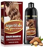 Msktasy Silver Gray Hair Dye Shampoo, 3 in 1 Argan Oil Hair Color Shampoo for Women Men, Long-Lasting & Natural-Looking vibrant Color, Easy to Use, Champu Para Canas, Para el Cabello, 500 Ml