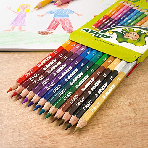 Jolly Superstick Crazy Buntstifte Farbstifte | 24 Farben mit 12 Farbstiften | Kinderfest und Bruchsicher | Ungiftig | extra dicke Mine… – Ansicht 4
