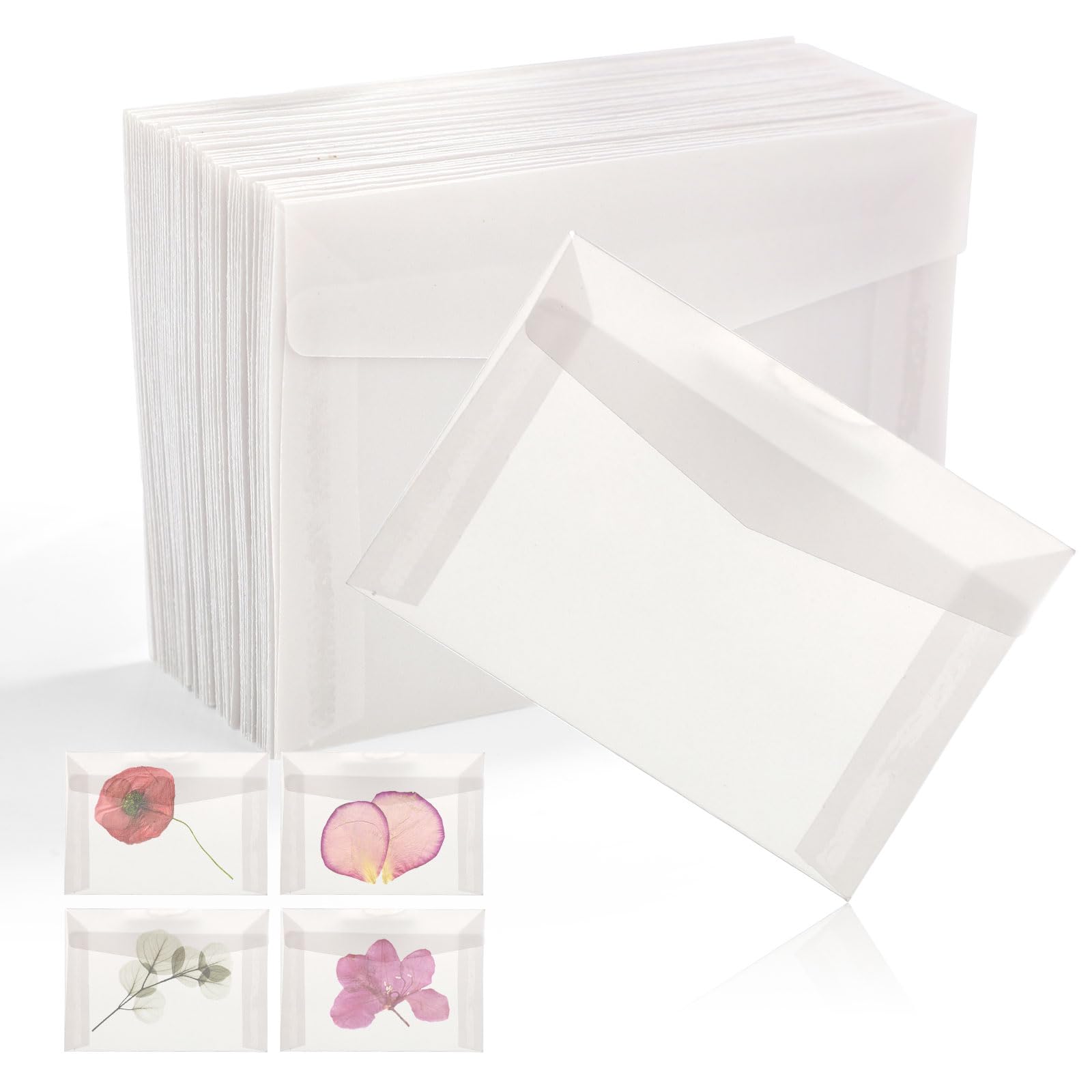 50pcs Glassine Envelopes, 3.94x2.76in Lottery Ticket Envelopes for Stamps Storing Photos, Lottery Tickets, Badges