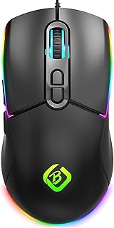 Gaming Mouse, Wired Gaming Mouse with RGB Backlit, 7200 DPI Adjustable, Computer Mouse with 6 Buttons, Ergonomic Gamer Optical Mouse for PC, Mac, Laptop