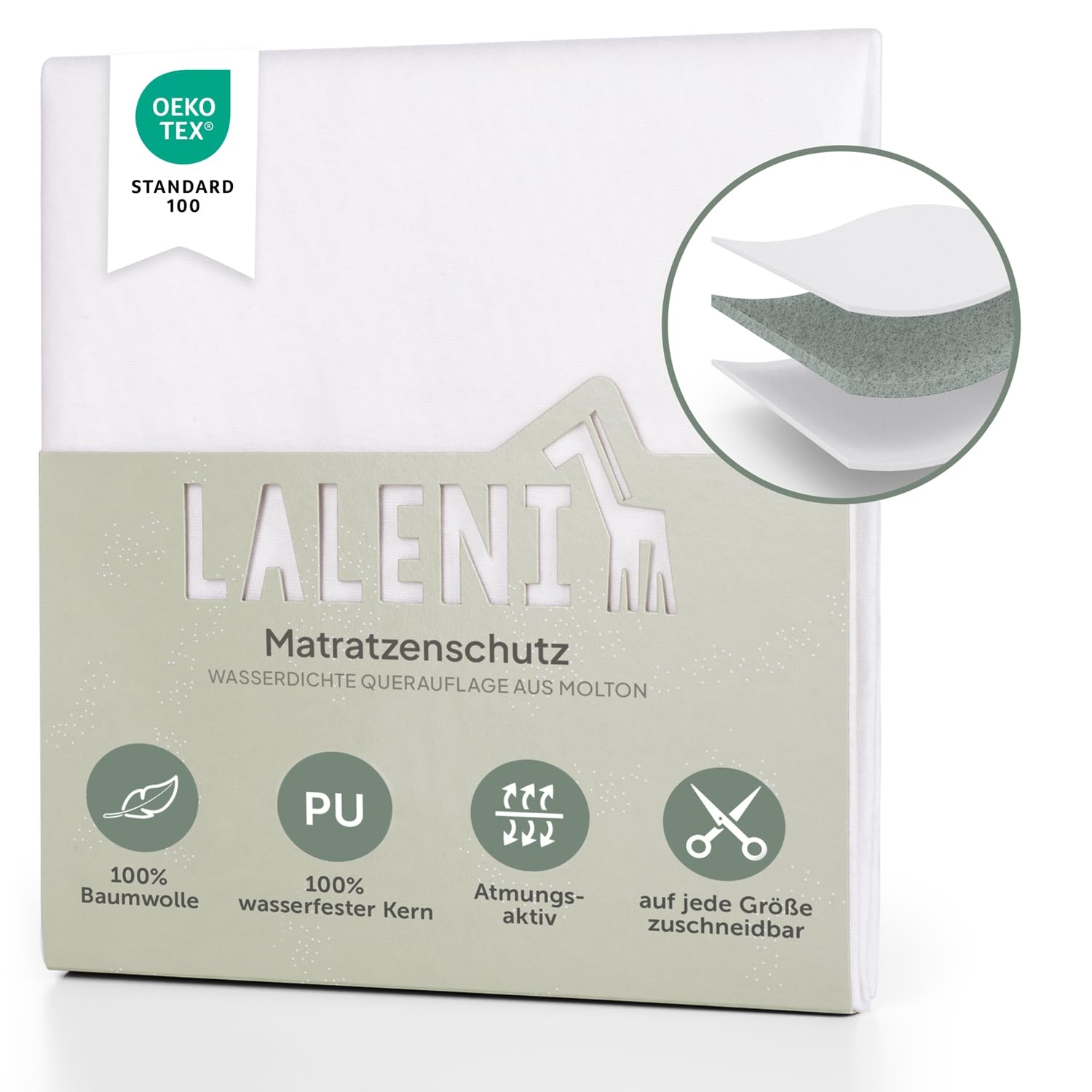 Laleni Inkontinenzunterlage wasserdicht & atmungsaktiv 70x100 cm für Babys | Molton Matratzenauflage 2er Set aus Baumwolle | Matratzenschoner | Inkontinenz Bettunterlage | Wickelauflage 70x100 cm