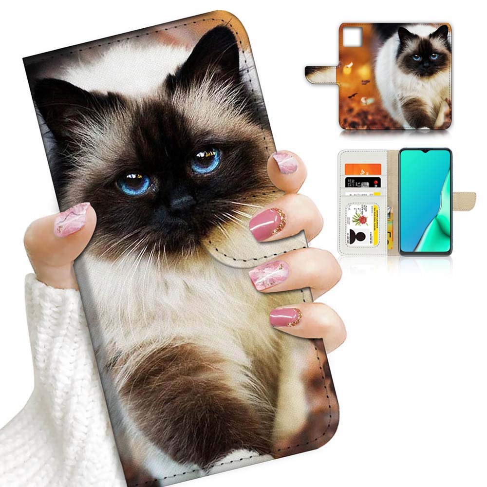for iPhone 13, Designed Flip Wallet Phone Case Cover, A23218 Himalayan Cat