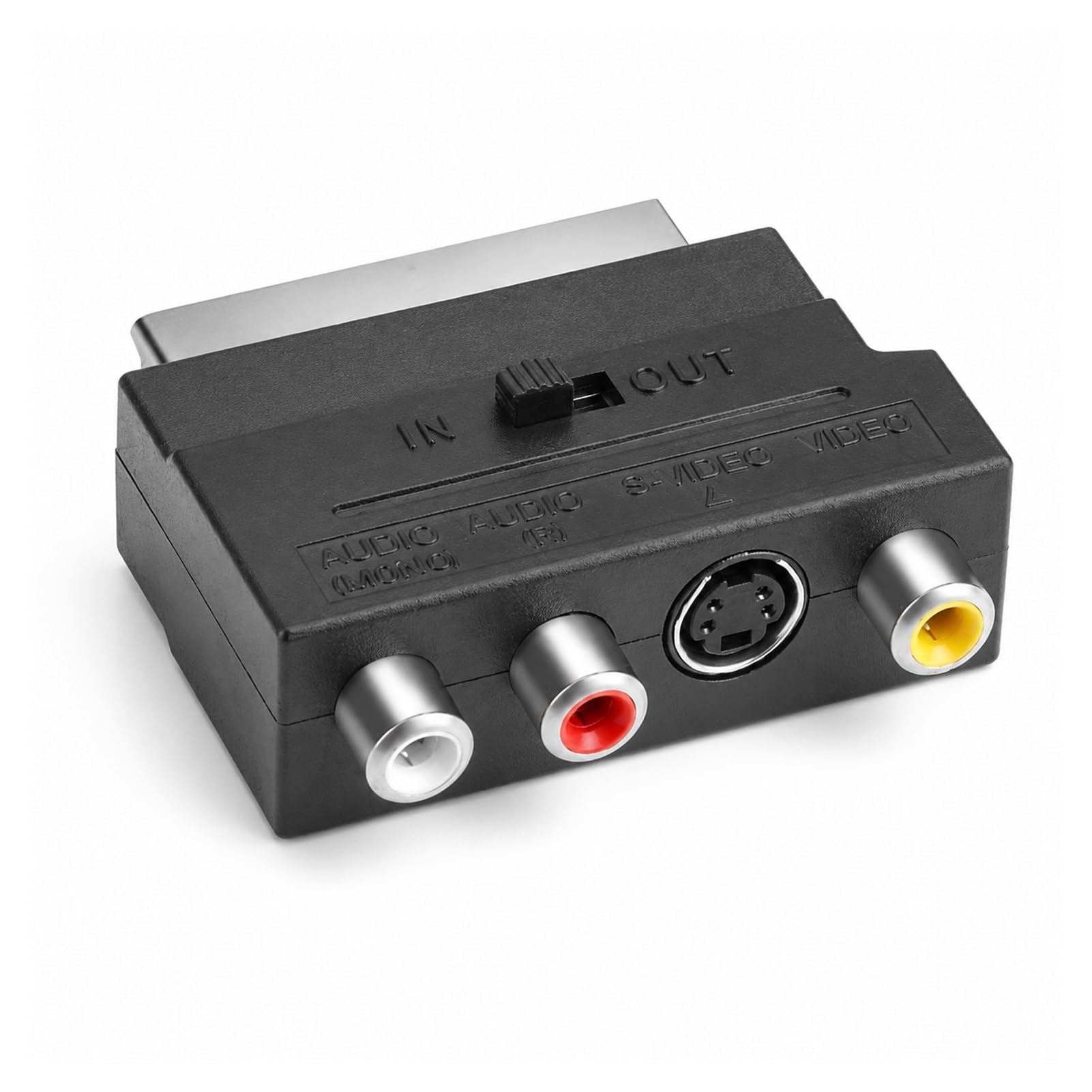 Scart auf 3 x RCA-Adapter, SCART auf RCA IN OUT Konverter Scart auf S Video, Analoger AV-Anschluss mit Stereo-Audio, Composite-Video, für TV VHS DVD Konsolen Retro Decoder