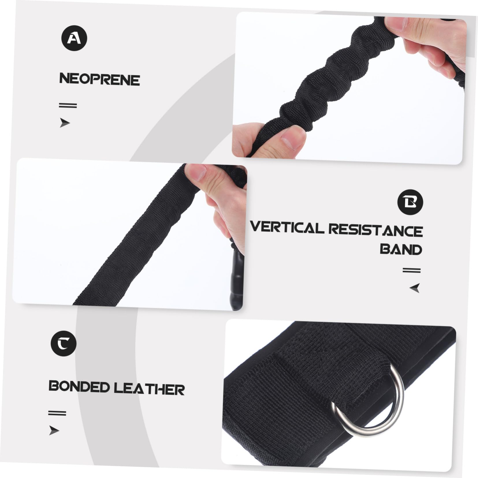 POPETPOP Fasce di Resistenza per Allenamento Salto Basket Regolabili in Lattice Nero Set da 2 (40 Lbs) Attrezzatura Sportiva per Potenziamento Muscolare Gambe Uso Domestico e Palestra