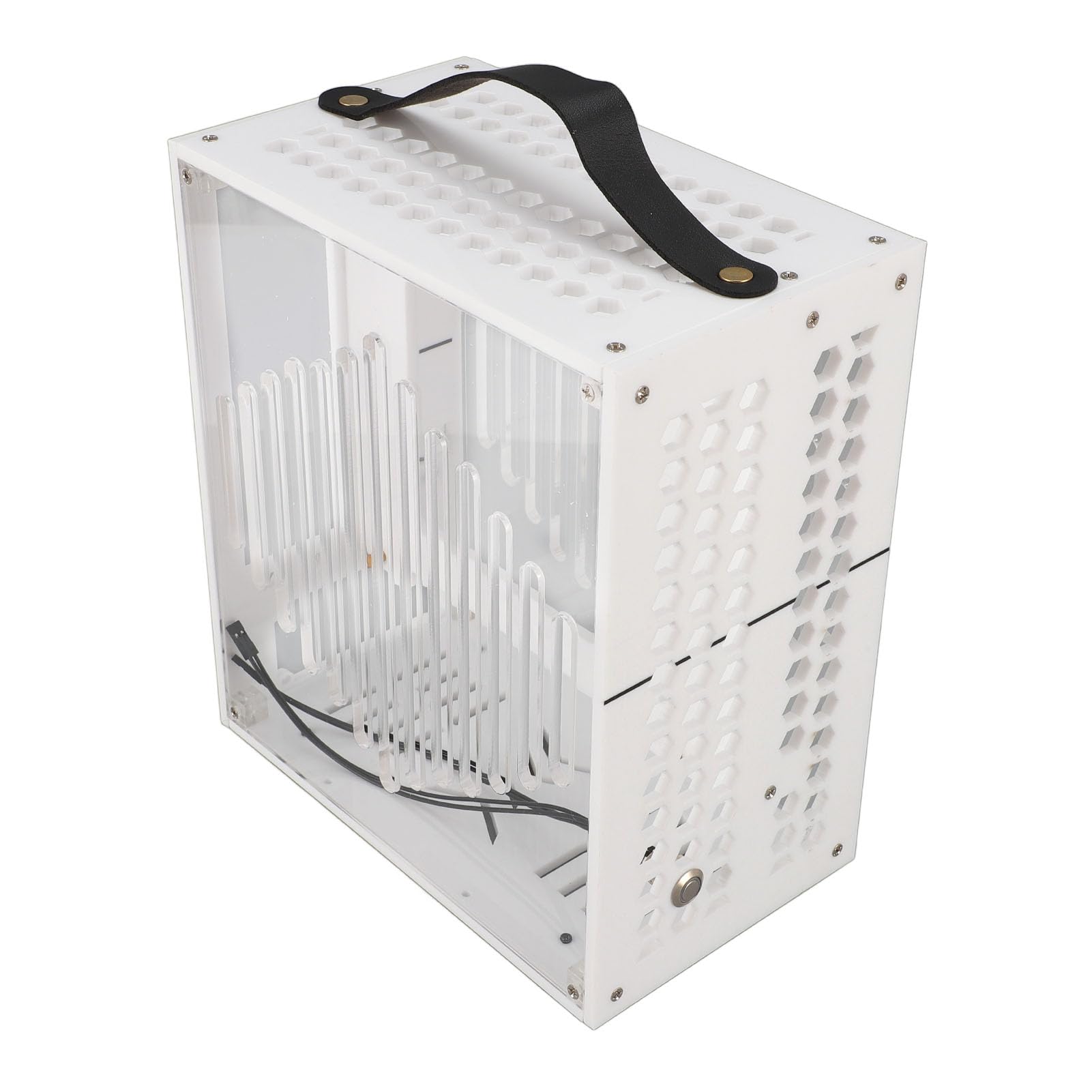 Emoshayoga Miniaturowa Obudowa Komputera ITX Przenośna Akrylowa Obudowa Komputera dla Majsterkowiczów 23x20,5x12cm Przezroczysty Przepływ Powietrza 360 Stopni (Biały)