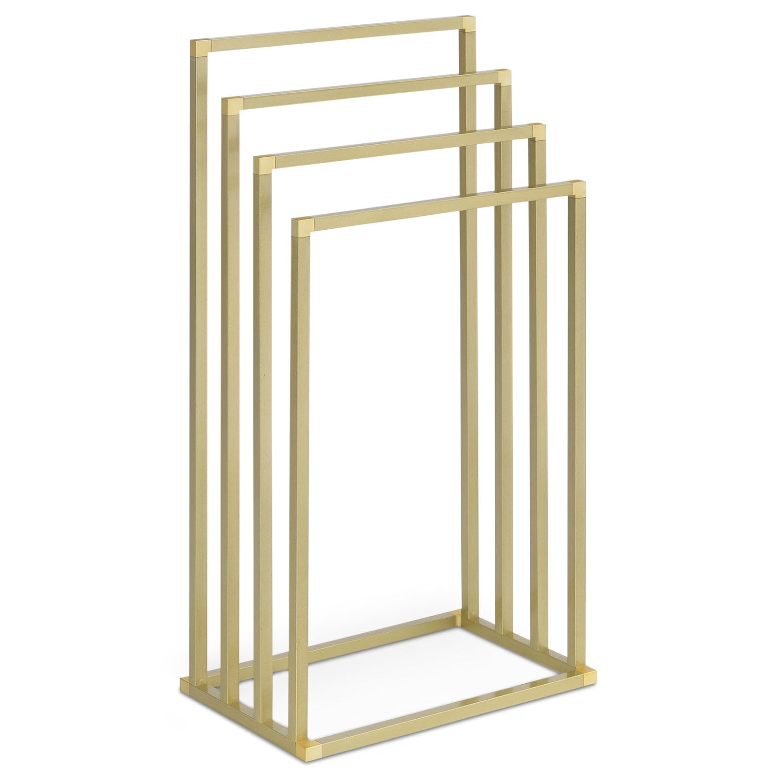 IDIMEX Porte-Serviettes sur Pied Senza en Métal Doré avec 4 Niveaux d'Étendage sur Différentes Hauteurs, Sèche-Serviettes pour de Salle de Bain