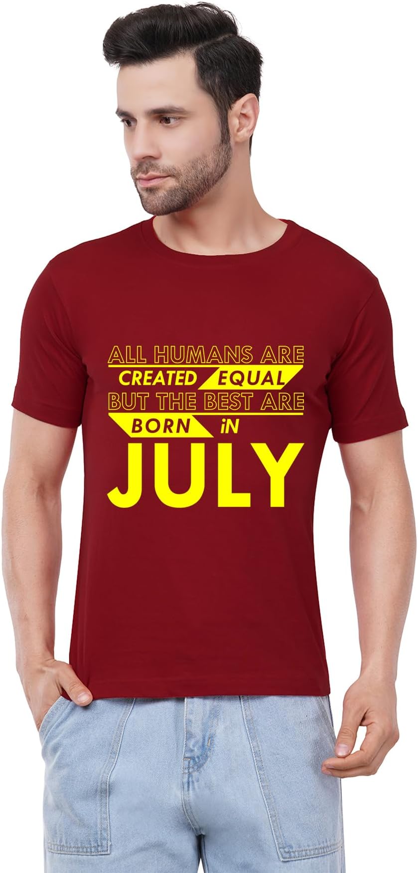Men's Cotton Printed T-Shirt -Best Born in July Pattern | 100% Cotton | Half Sleeves | Regular Fit | Printed | Round Neck | Graphic T Shirt