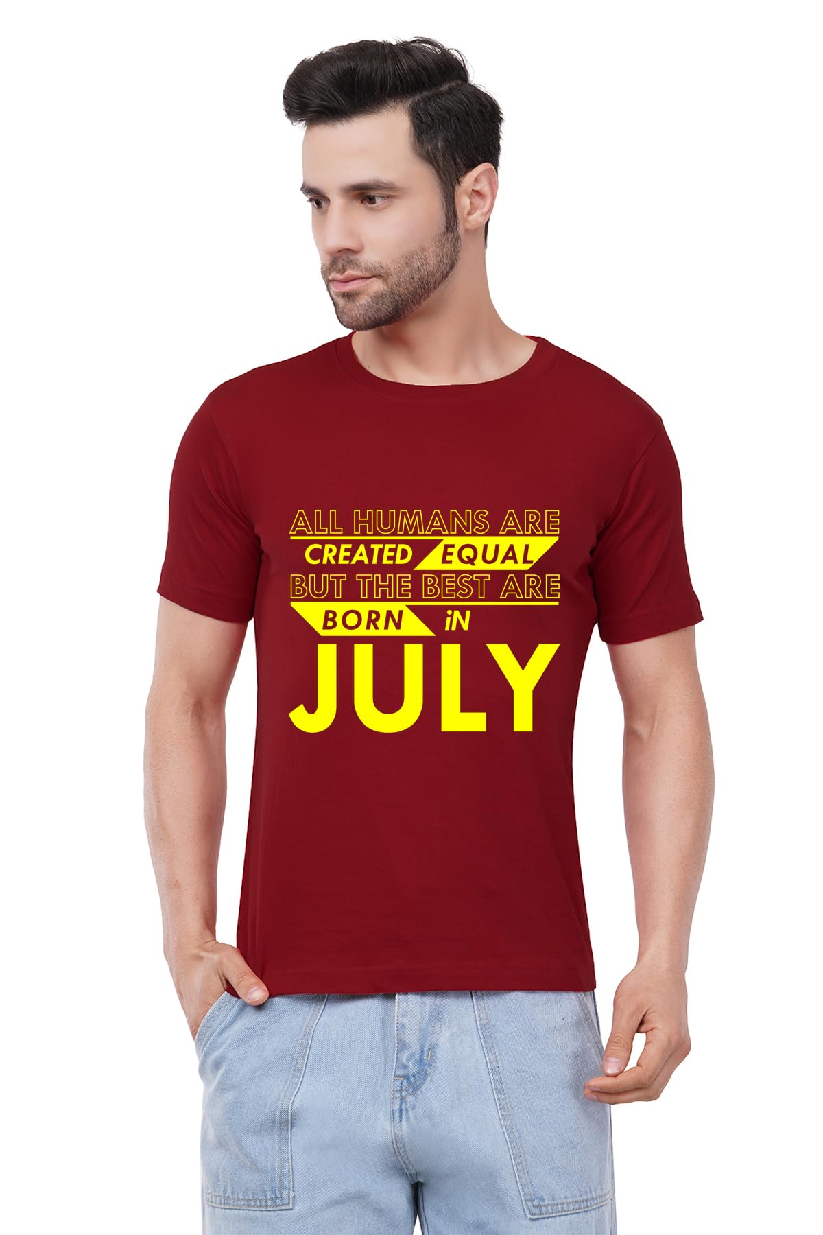 Men's Cotton Printed T-Shirt -Best Born in July Pattern | 100% Cotton | Half Sleeves | Regular Fit | Printed | Round Neck | Graphic T Shirt