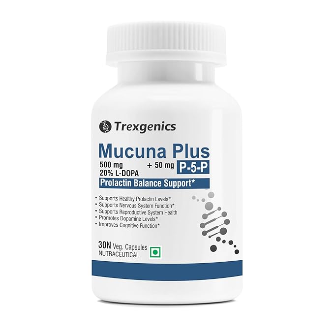 Trexgenics MUCUNA 20 LDOPA 500 mg, P5P 50 mg Prolactin Support, Cognitive Function VEGAN & NON