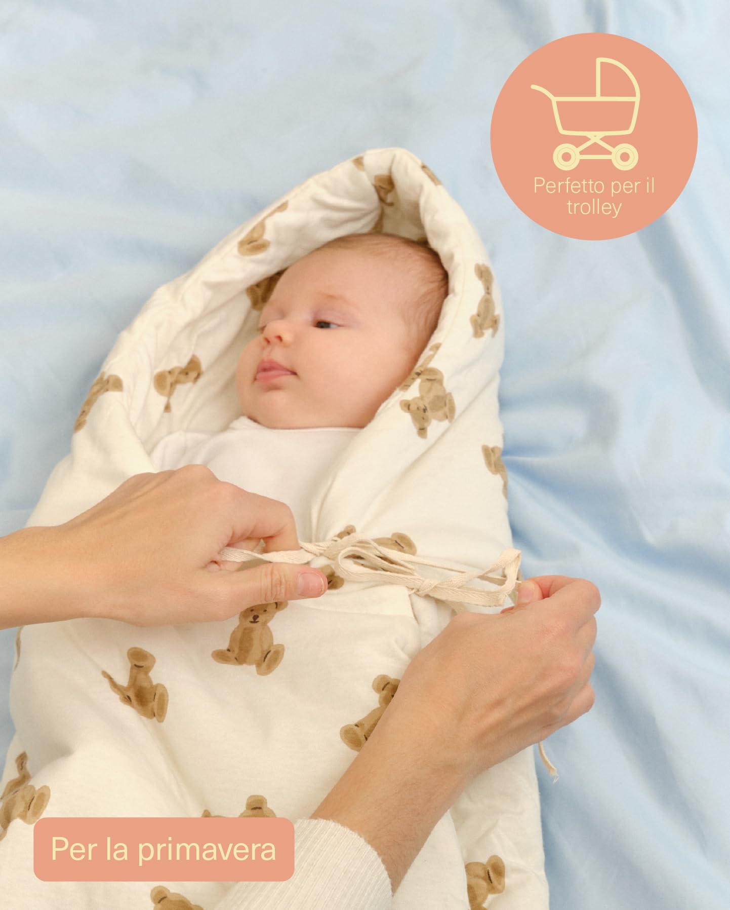 molis&co - Sacco Passeggino Invernale, Primavera e Autunno TOG 2.5 - Coperte Passeggino Universale - 100% Sacco Termico Cotone (OEKO-TEX 100) - Sacco a Pelo