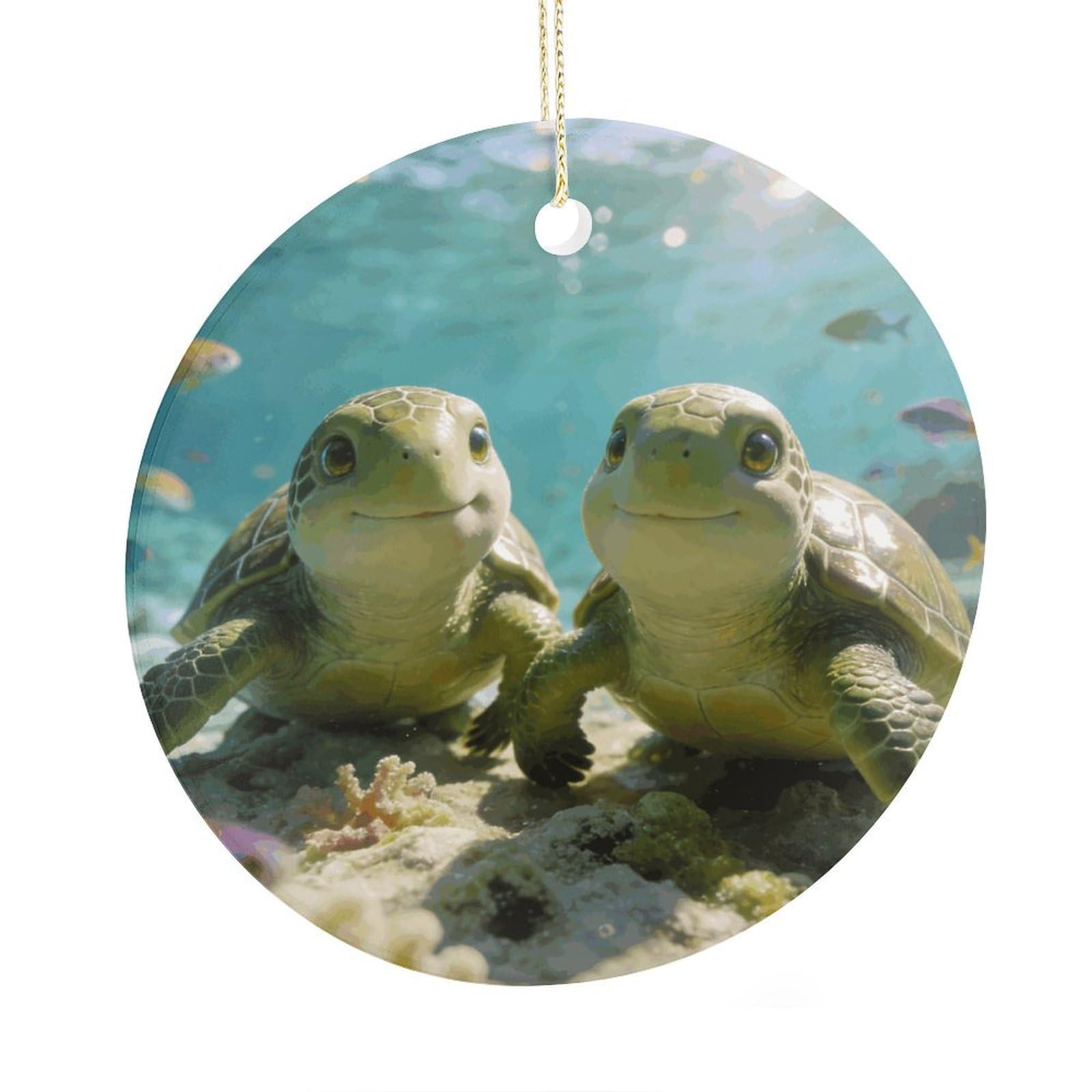 Fodpand Women's Style Cute Turtles Ceramic Christmas Ornament,Wall Hanging Decor Windows Hanging Decor Best Friend Birthday Gifts, Friendship Gifts Car Hanging Ornament Gift For Girls, Teachers 2.9 In