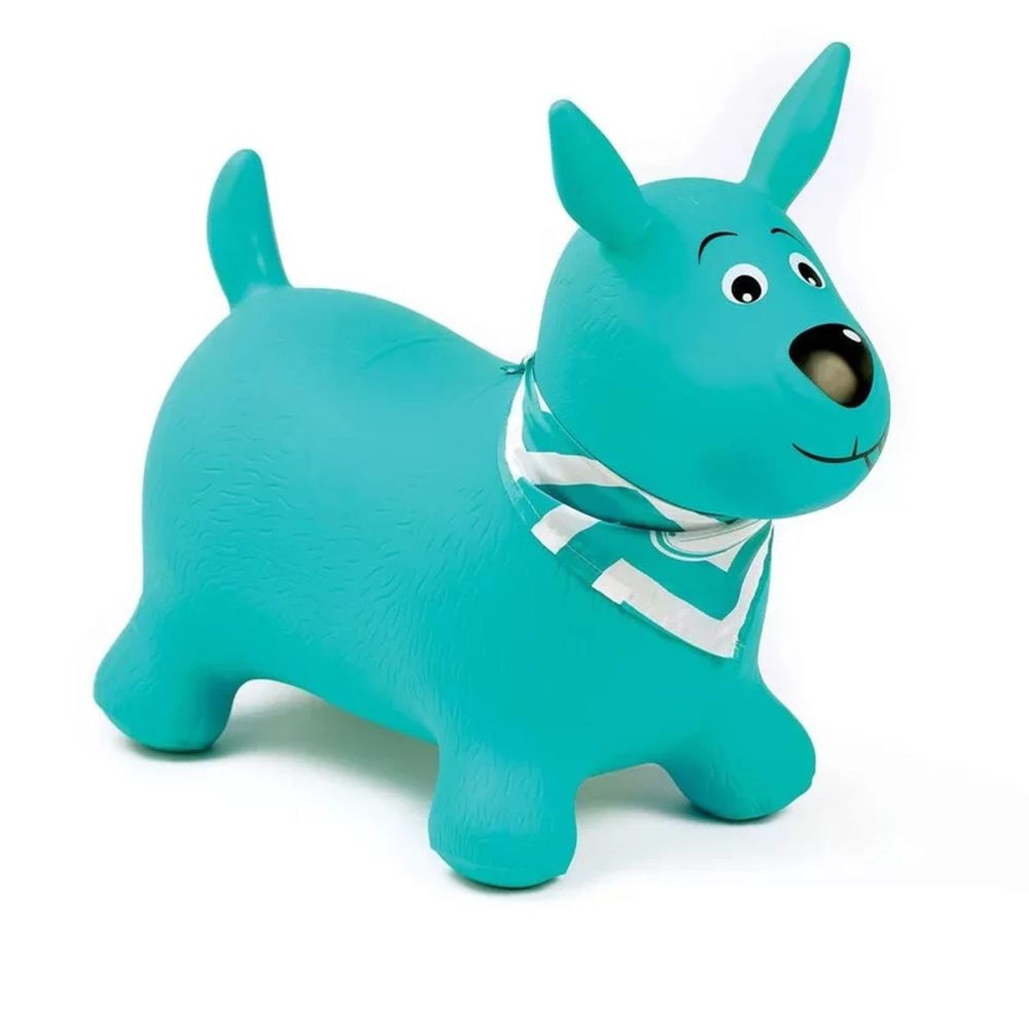 Ludi – Perro Saltador Azul – 58 x 27 x 48 cm – Juguete dinámico de PVC con Asas ergonómicas y Bandana Personalizable – para Interior y Exterior – Incluye Sistema de inflado – a Partir de 10 Meses