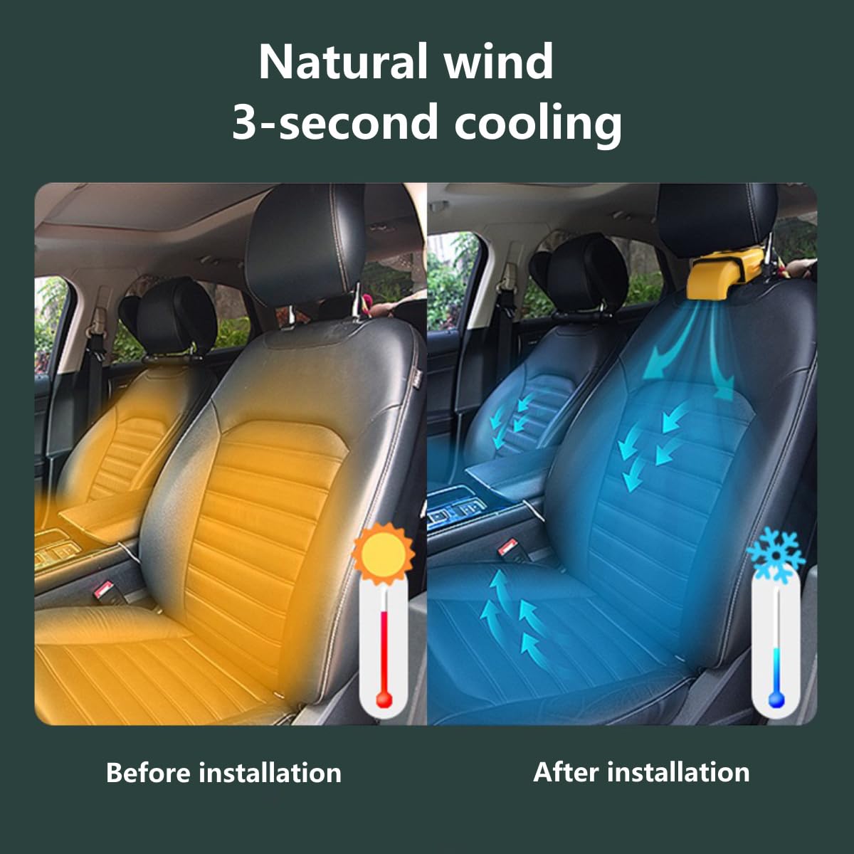 Chauffage de voiture portable 12 V avec prise allume-cigare, fonction de chauffage et de refroidissement rapide 2 en 1, rotation à 360 °, ventilateur de chauffage de voiture, dégivrage de