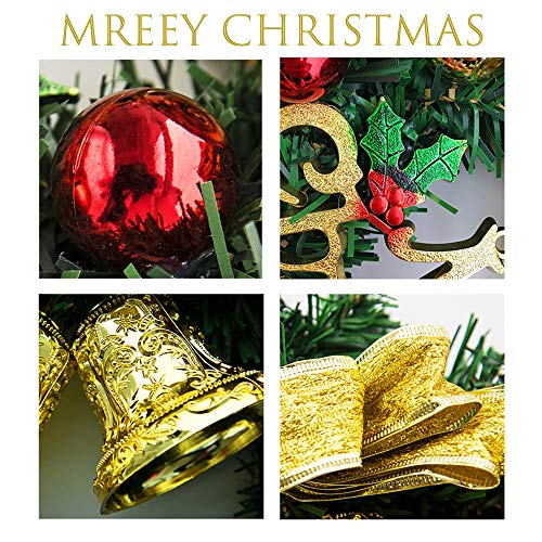Fanme Christmas Wreath Merry Christmas Front Door Ornament Wall Artificial Pine Garland for Party Décor 13 Inches - Image 3