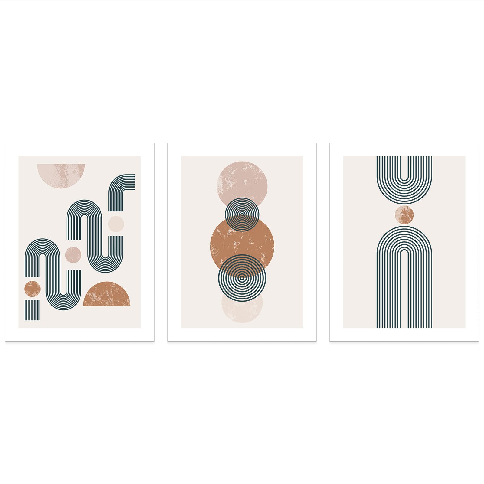 Lumalea - Zestaw 3 plakatów, tryptyk boho, białe obramowanie, 3 plakaty, 50 x 70 cm