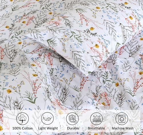 RUVANTI 100% Cotton King Size Sheets Set, 4 Pieces, Soft & Breathable Percale Weave Bedding, Deep Pocket 16", Hotel Standard, Crisp Cool Feel, Durable, Perfect Floral Bed Sheet, Aroma