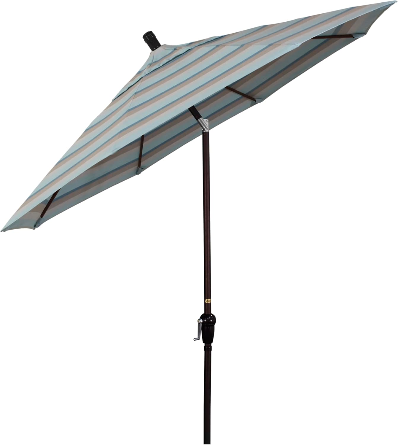 California Umbrella 9' Round Aluminum Market Umbrella, Crank Lift, Auto Tilt, Bronze Pole, Sunbrella Spectrum Cilantro