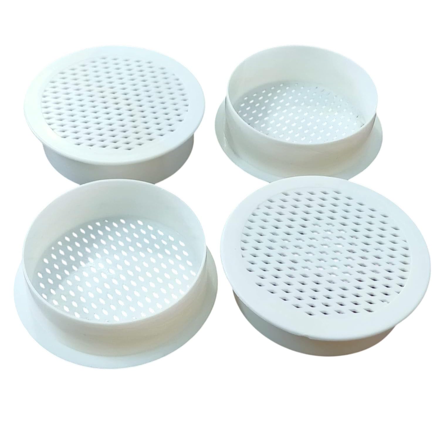Round Wall Air Hole Closer/Circle Cowl/Vent Grille Cover Ducting/Mosquito Net/Dust Controller White (2 Inch) - Pack of 4-image-36