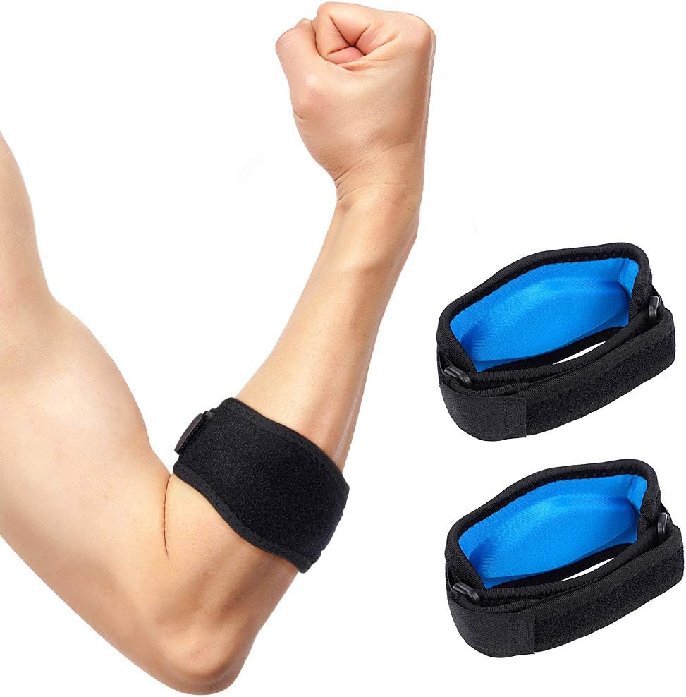 Tennis Elbow Support Strap, Golfers Elbow Brace with Compression Pad, Adjustable Tennis Elbow Support for Men and Women, for Tendonitis and Tennis and Golfer's Elbow, Injury Prevention, 1 Pair