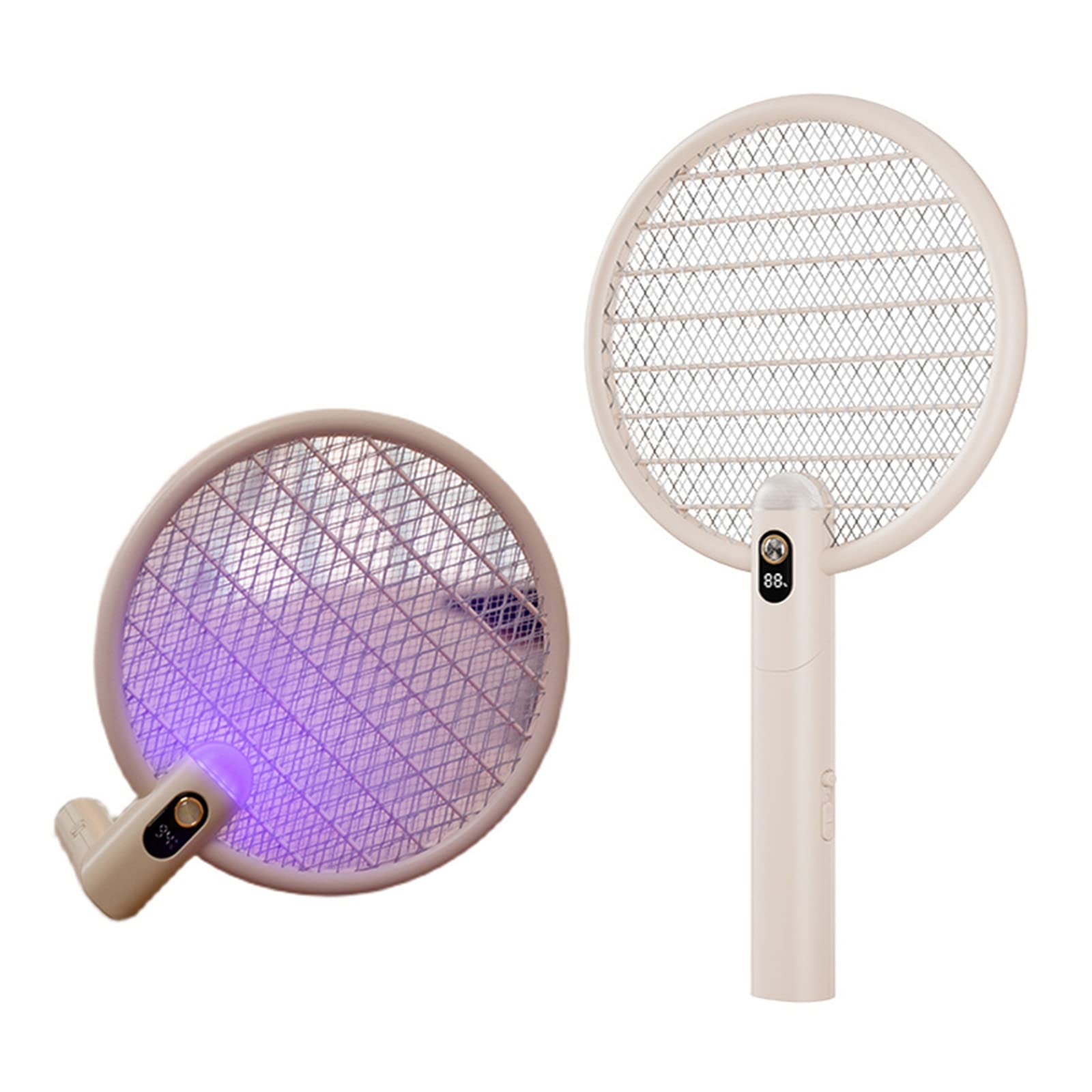 Electricity Quantity Display Foldable Mosquito Killer, Household Smart Electric Fly Swatter Racket