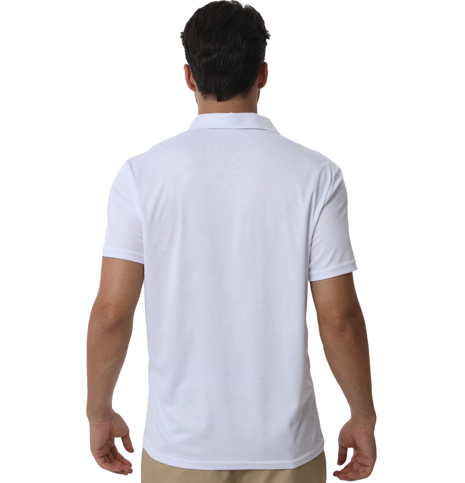 ChicCharm Men's Solid Lightweight Quick Dry Polyester Pique Polo Shirts Casual Summer Short Sleeve Golf Polo Shirts White XL