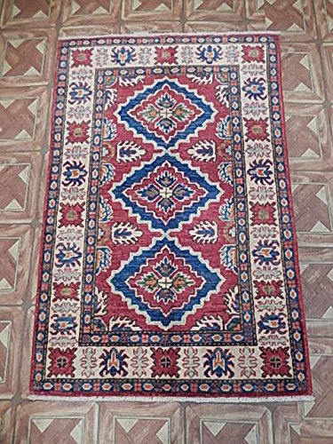 3' X 4' Kazak Shirvan Reproduction Carpet Older Motifs Hand Knotted Area Rug #TOP11