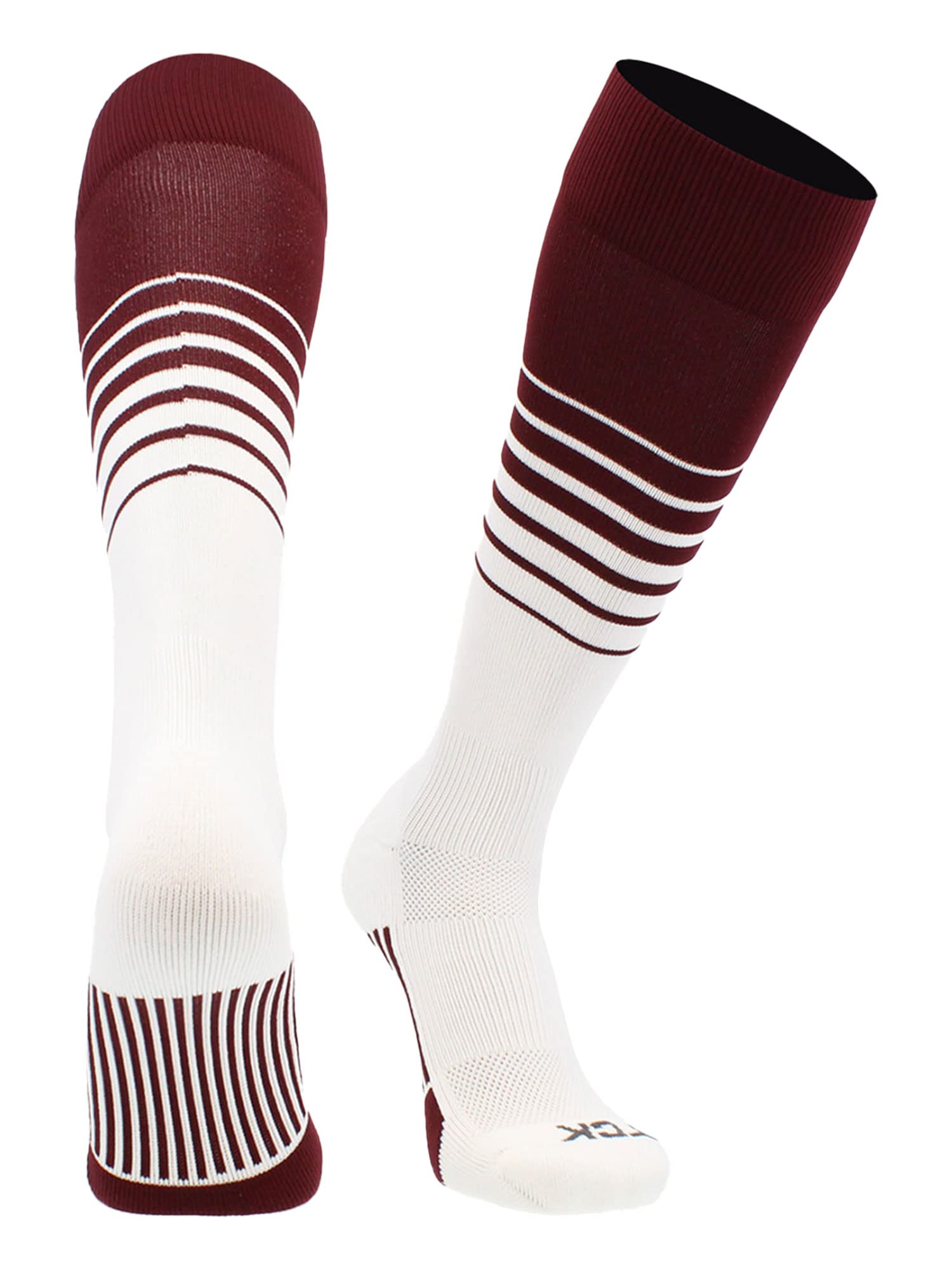 TCK Elite Breaker Striped Socks | Over-the-Calf Soccer Baseball Softball Socks | Extra Stretch for Shin Guards | USA Made