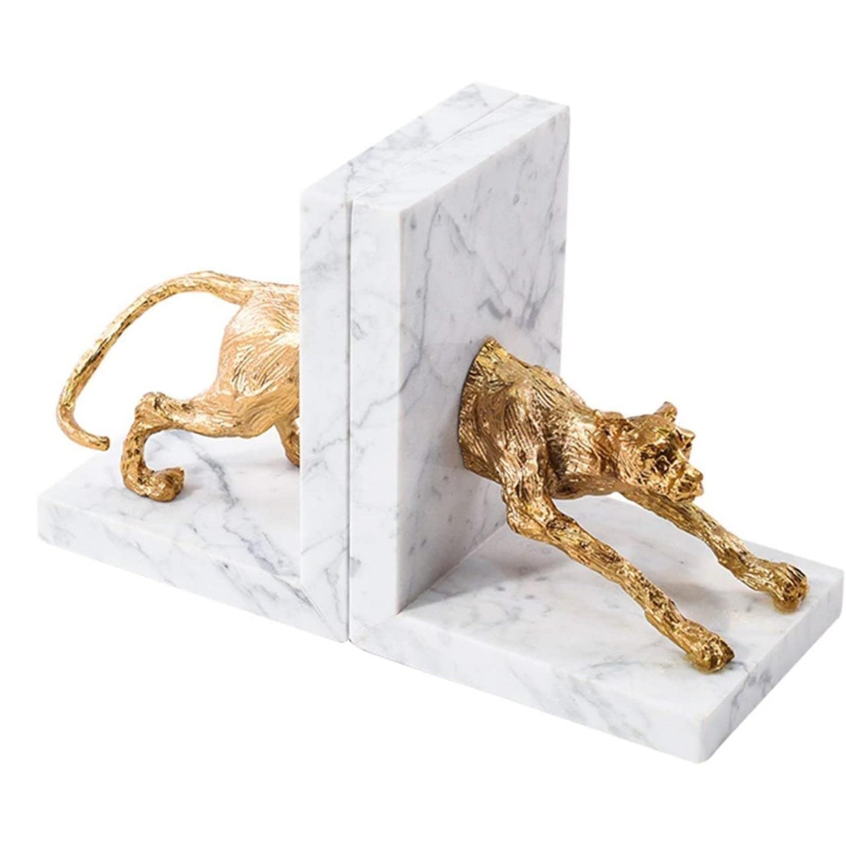 Fermalibri a forma di leopardo portafortuna, in rame, oro, marmo, leopardo, decorazione creativa in rame, decorazione per la casa