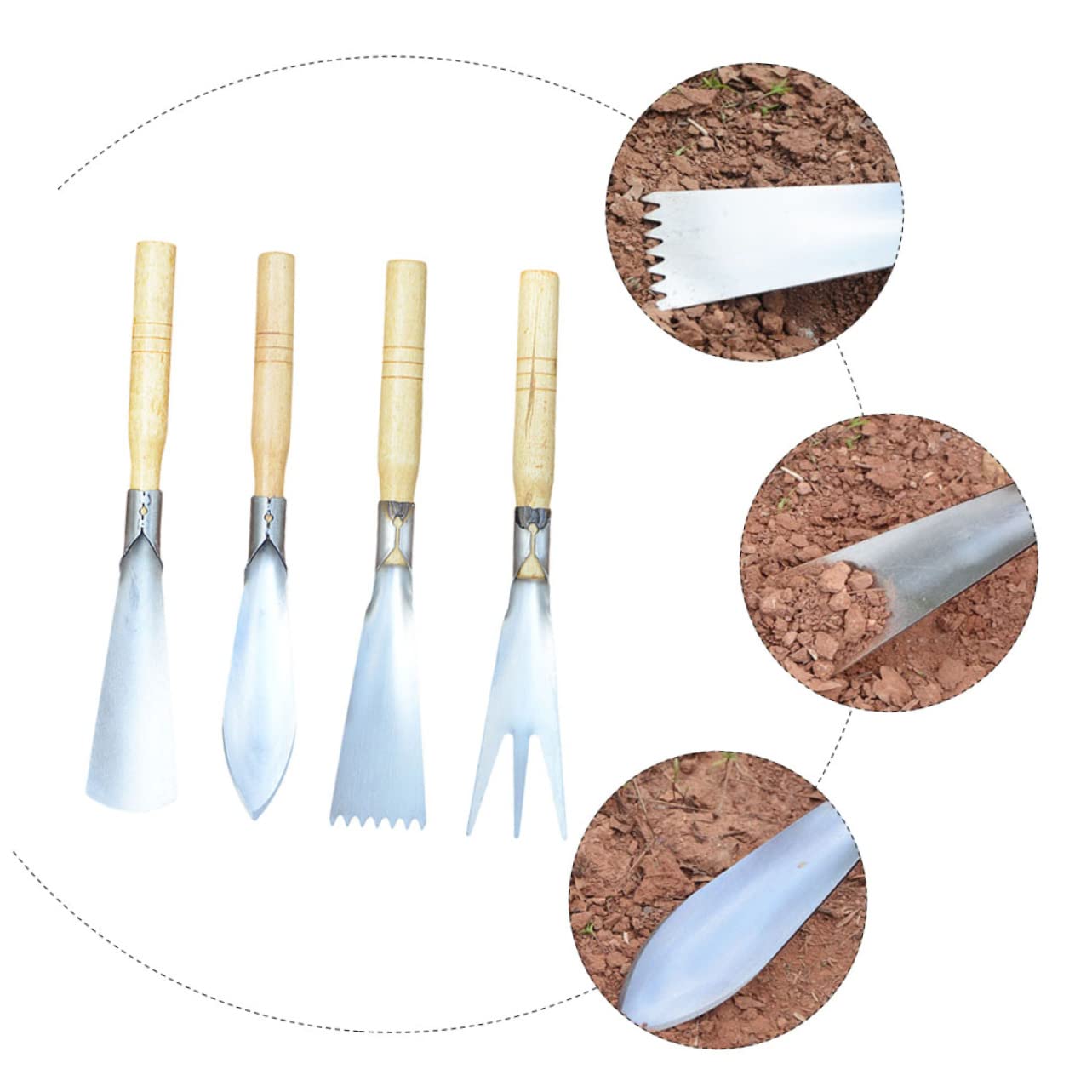 BESTonZON 4 Pièces Jardinage Acier Inoxydable Outils Pratiques pour Creuser Transplanter Désherber