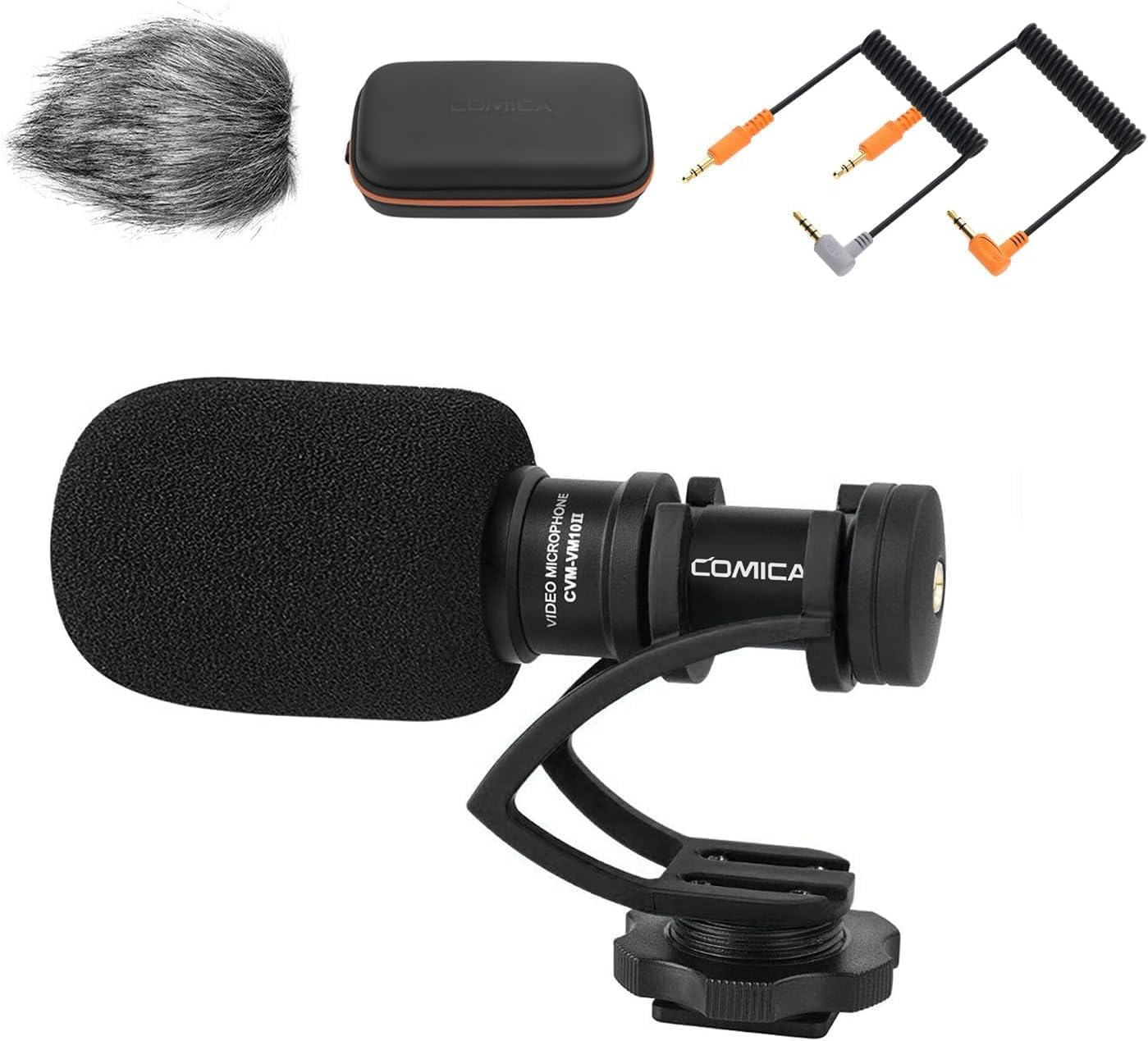 CVM-VM10II Full Metal Mini Compact On-Camera Cardioid Directional Auxiliary Shotgun Video Microphone with Shock-Mount for Smart Phone (Black)