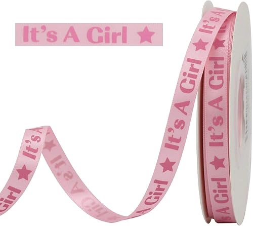Miniatura 3 de Midi Ribbon It's a Girl Ribbon Single Face Printed Grosgrain Ribbon, 78" x 10 Yards, Baby Girl Ribbon for Baby Shower Birthday Theme Gift Wrapping