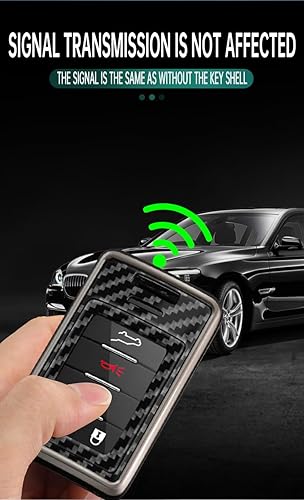 Miniatura 3 de SANRILY Funda de fibra de carbono con patrón de 456 botones, para Cadillac SRX ATS ELR XTS DTS ELR sin llave con llavero rojo