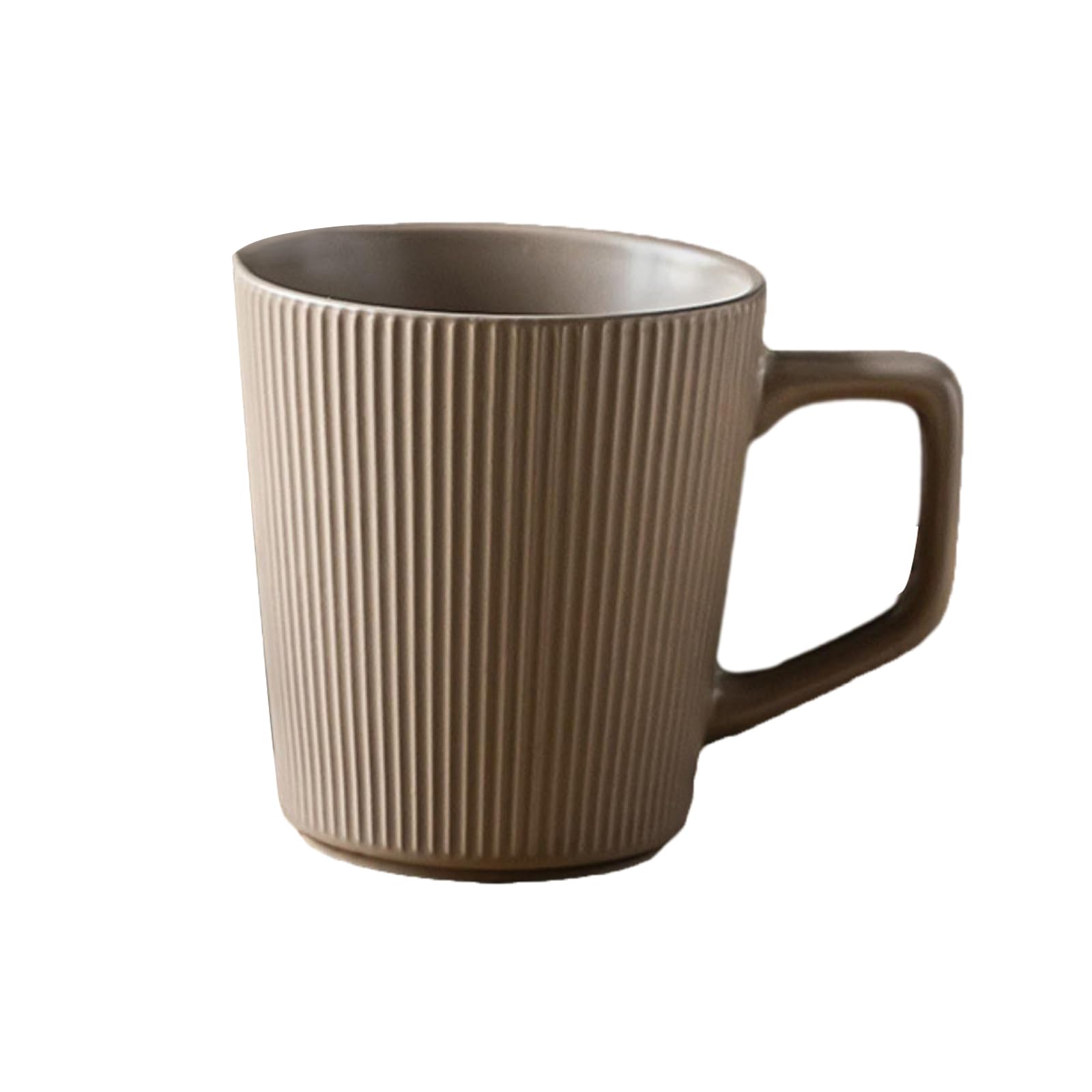 500ml/17oz Japanese Retro Style Embossed Mug For Home Use, Simple Couple Pairing Cup-Suwen Stripe - Grey Zongzi 500ML