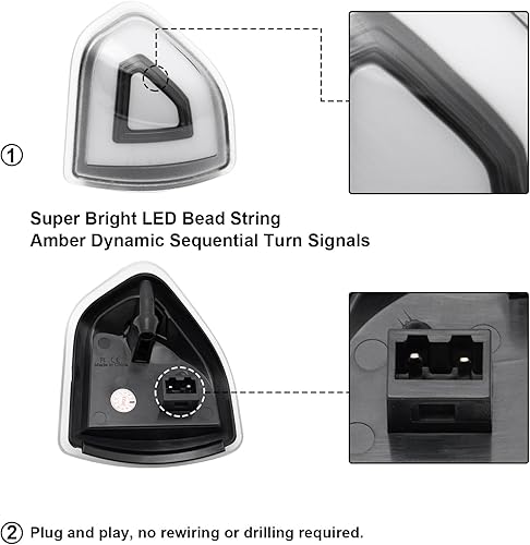 Miniatura 5 de Espejo de remolque lateral, luces intermitentes LED compatibles con Ram 1500 2010-2023para Ram 1500 Classic 2019-2022para Ram 2500 2010-2018para Ram
