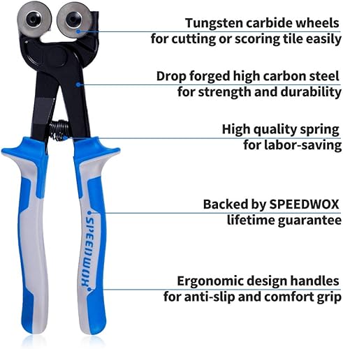 Miniatura 3 de SPEEDWOX Alicate de azulejos de 8 pulgadas, ruedas de puntuación de carburo de tungsteno de alta resistencia, resistente con ruedas de corte de