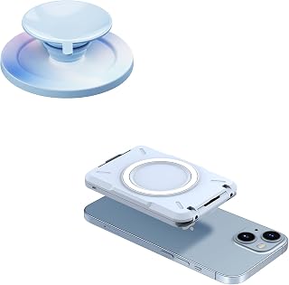 PROfezzion for MagSafe Wallet, RFID Blocking Wallet Fit 4 Cards Blue & Silicone Suction Phone Case Magnetic Mount