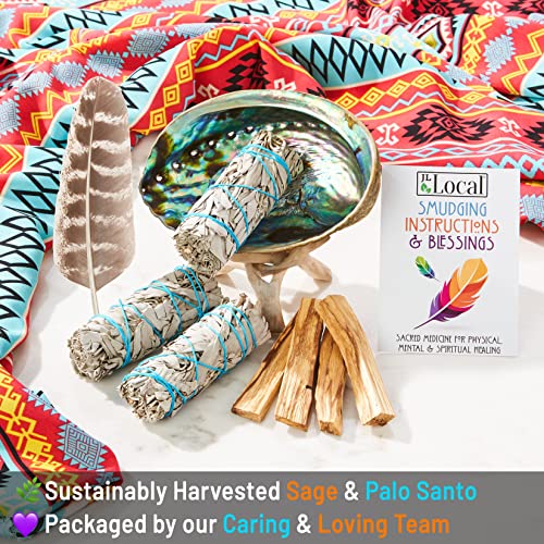 Sage Smudge Kit - White Sage, Palo Santo, Abalone Shell, Smudging Feather | Healing, Purifying, Meditating, Incense, Sage Smudging Kit #TOP3