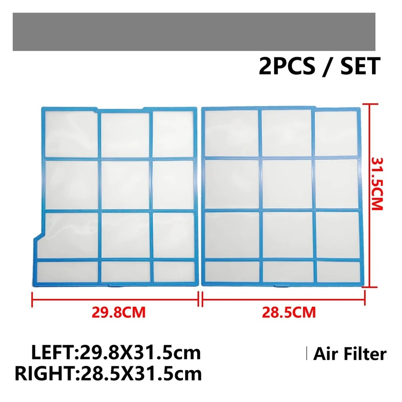 Compatibile For Hitachi, 2 Pezzi/set Filtro Aria Condizionata Schermo Antipolvere SINISTRA 29,8X31,5 Cm + DESTRA 28,5X31,5 Cm
