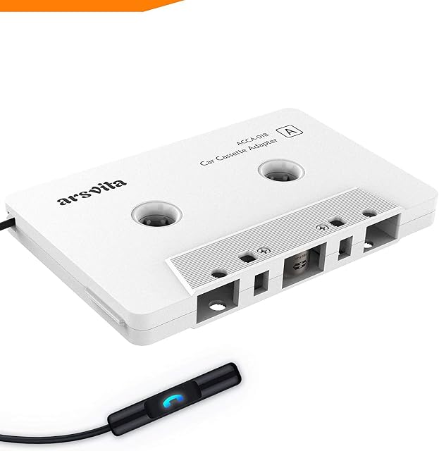 arsvita Car Audio Bluetooth Cassette to Aux Receiver, Tape Desk Bluetooth 5.0 auxillary Adapter, White